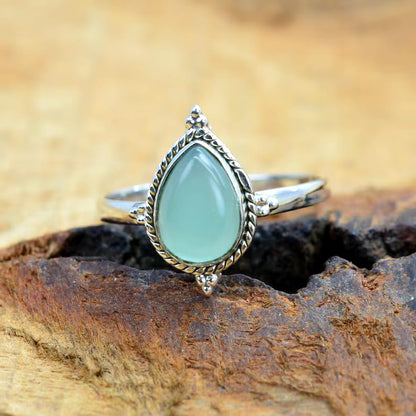 Kismet Aqua Chalcedony 925 Sterling Silver Ring