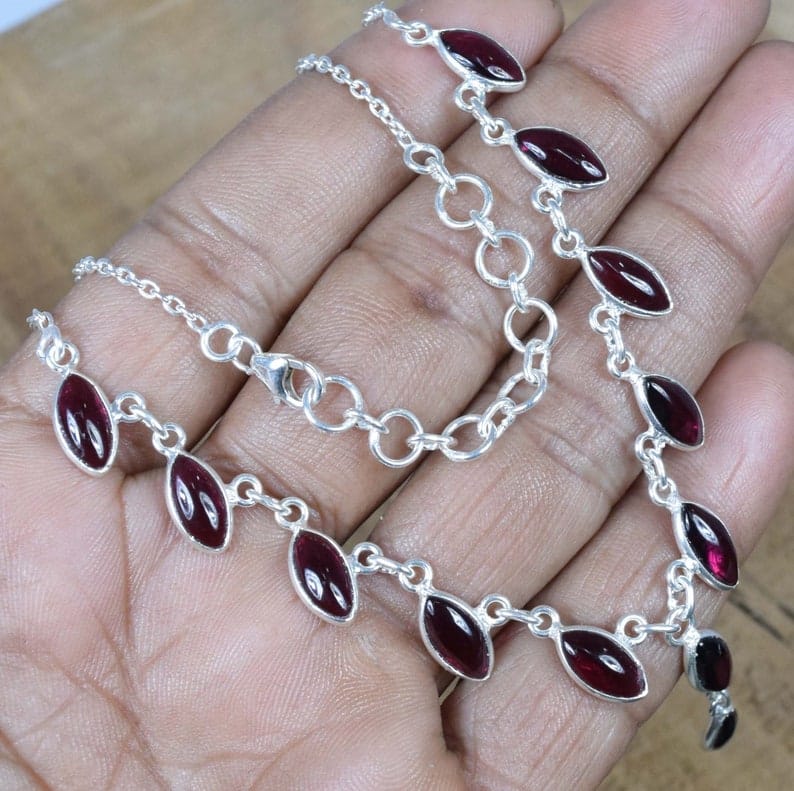 Red Garnet 925 Sterling Silver Necklace