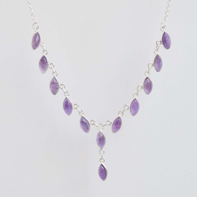 Purple Amethyst 925 Sterling Silver Necklace