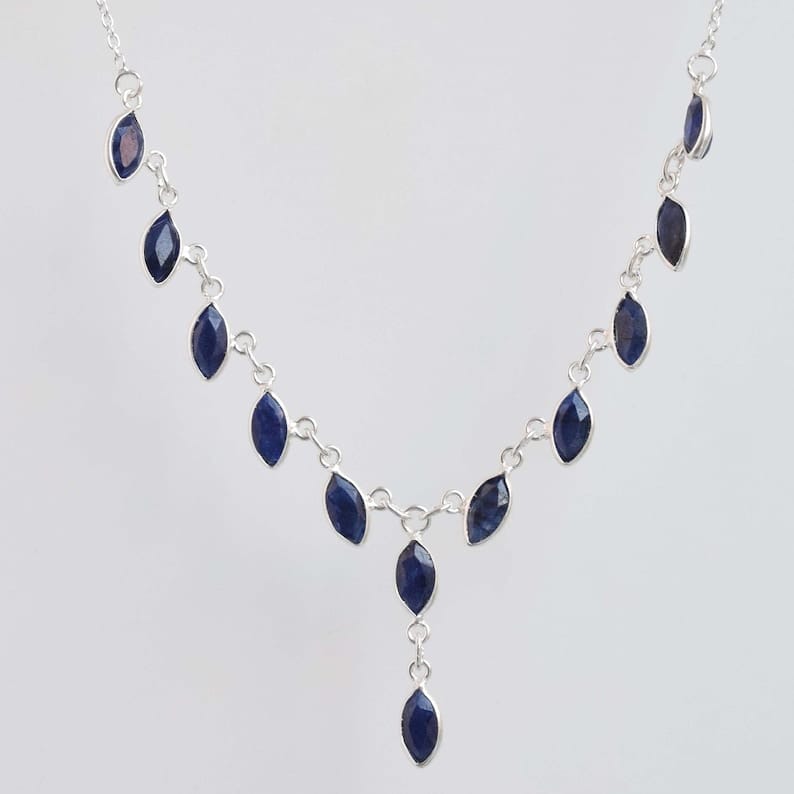 Blue Sapphire 925 Sterling Silver Necklace