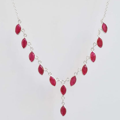 Red Ruby 925 Sterling Silver Necklace