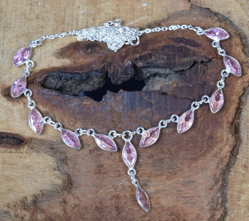 Pink Topaz 925 Sterling Silver Necklace