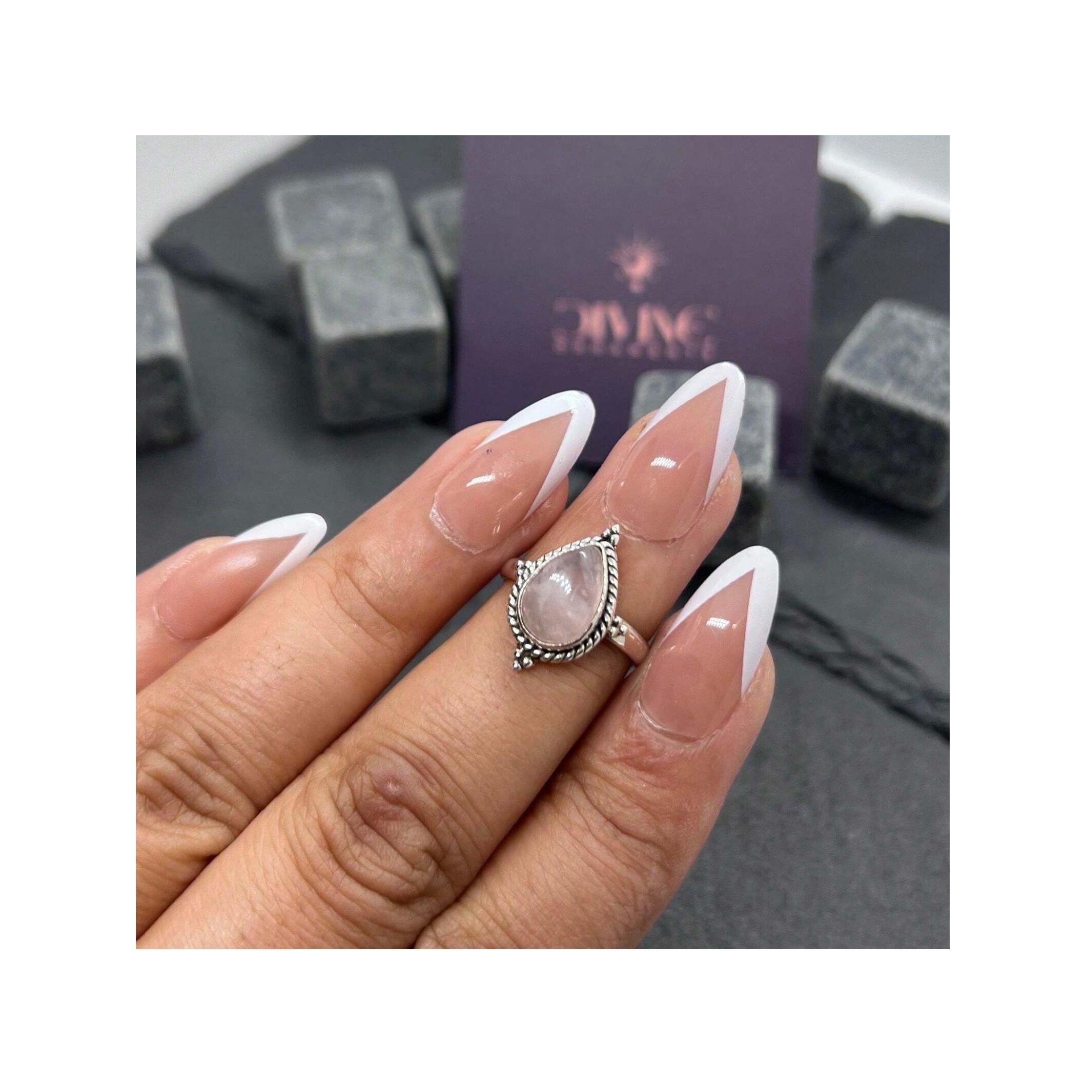 Amour 925 Sterling Silver Natural Pear Shape Gemstone Ring