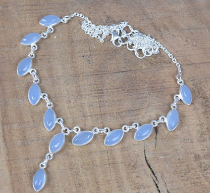 Blue Chalcedony 925 Sterling Silver Necklace