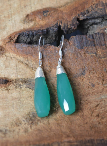 Green Jade 925 Sterling Silver Earring