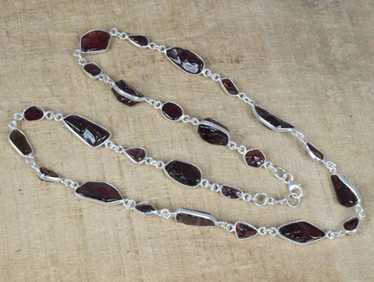 Rough Hessonite Garnet 925 Sterling Silver Necklace (Copy)