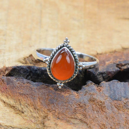 Kismet Red Carnelian 925 Sterling Silver Ring