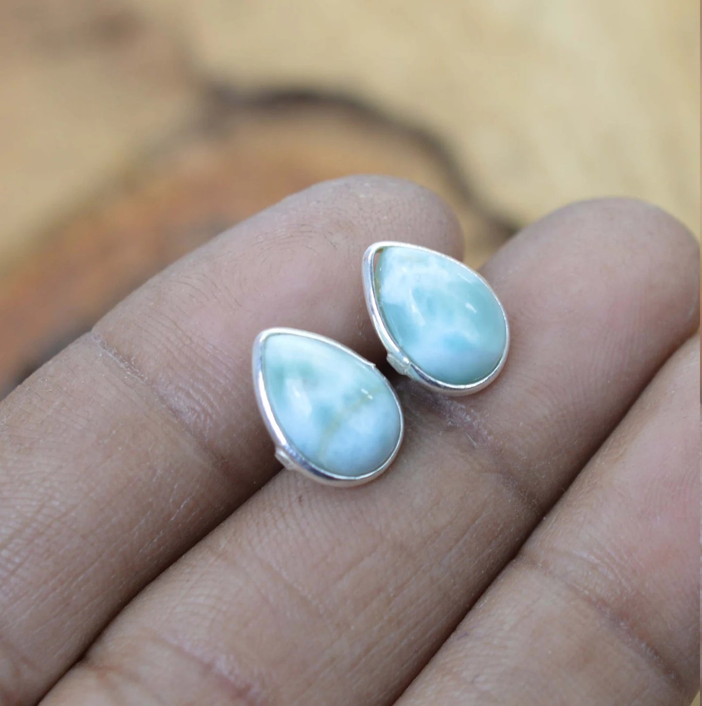 Blue Larimar Stud 925 Sterling Silver Stud