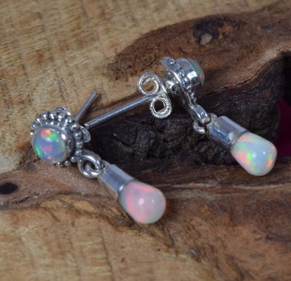 Ethiopian Opal 925 Sterling Silver Hook Earring