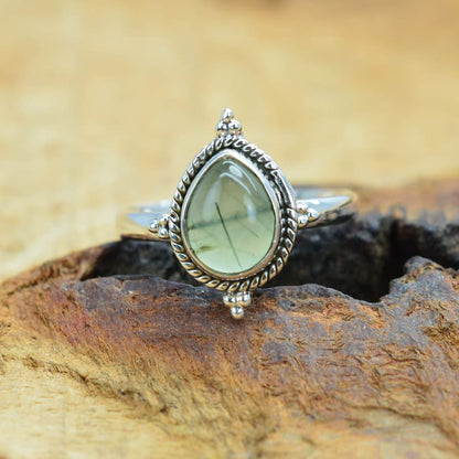 Kismet Green Prehnite 925 Sterling Silver Ring