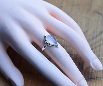 Kismet Pink Rose Quartz 925 Sterling Silver Ring