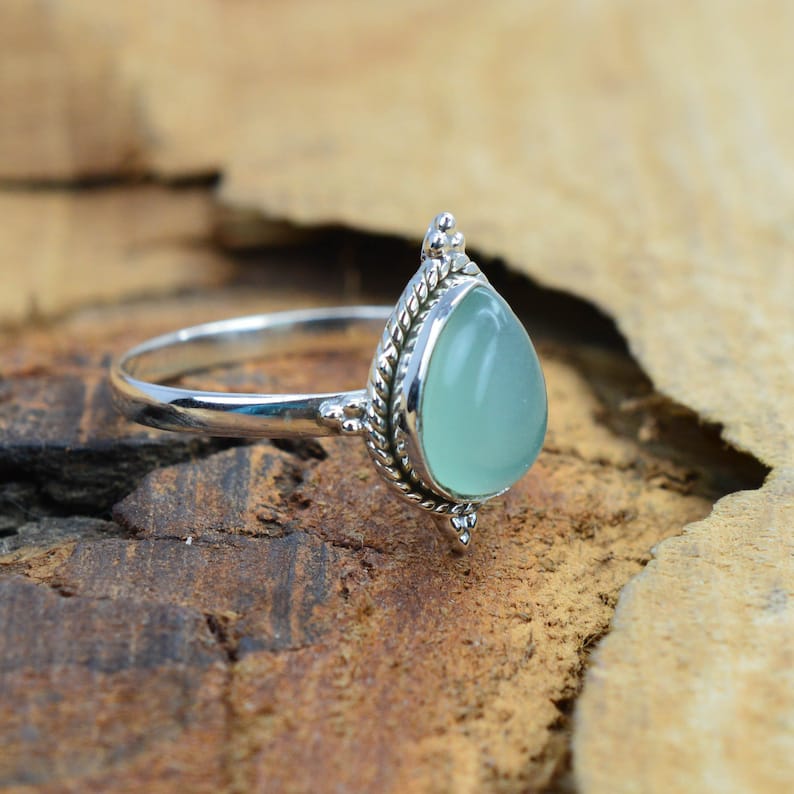 Kismet Aqua Chalcedony 925 Sterling Silver Ring