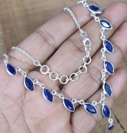 Blue Sapphire 925 Sterling Silver Necklace