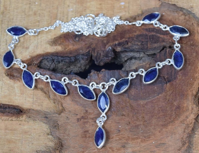 Blue Sapphire 925 Sterling Silver Necklace