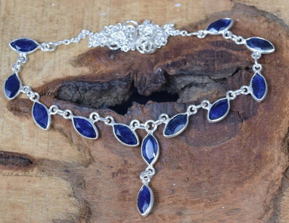 Blue Sapphire 925 Sterling Silver Necklace