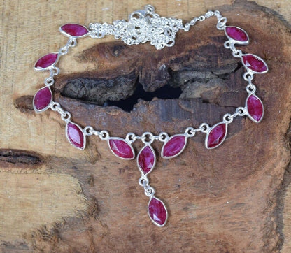 Red Ruby 925 Sterling Silver Necklace