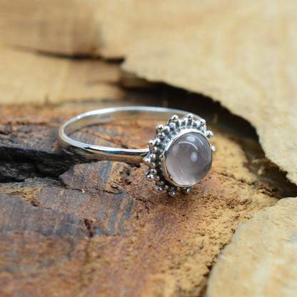 Rose Quartz 925 Sterling Silver Ring