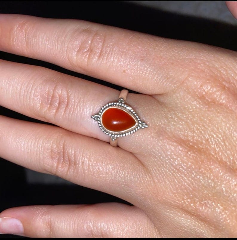 Kismet Red Carnelian 925 Sterling Silver Ring