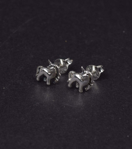 925 Sterling Silver Plain Unicorn Stud Earring