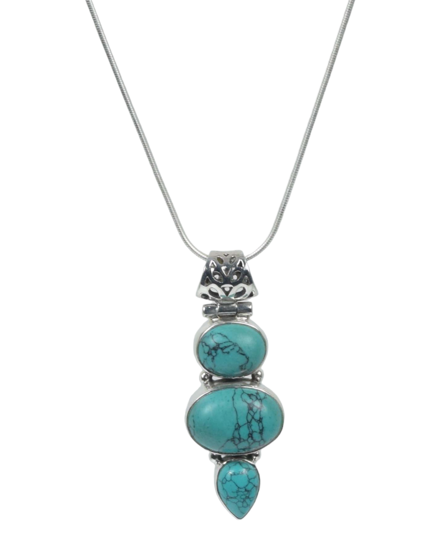 Blue Turquoise 925 Sterling Silver Gemstone Necklace