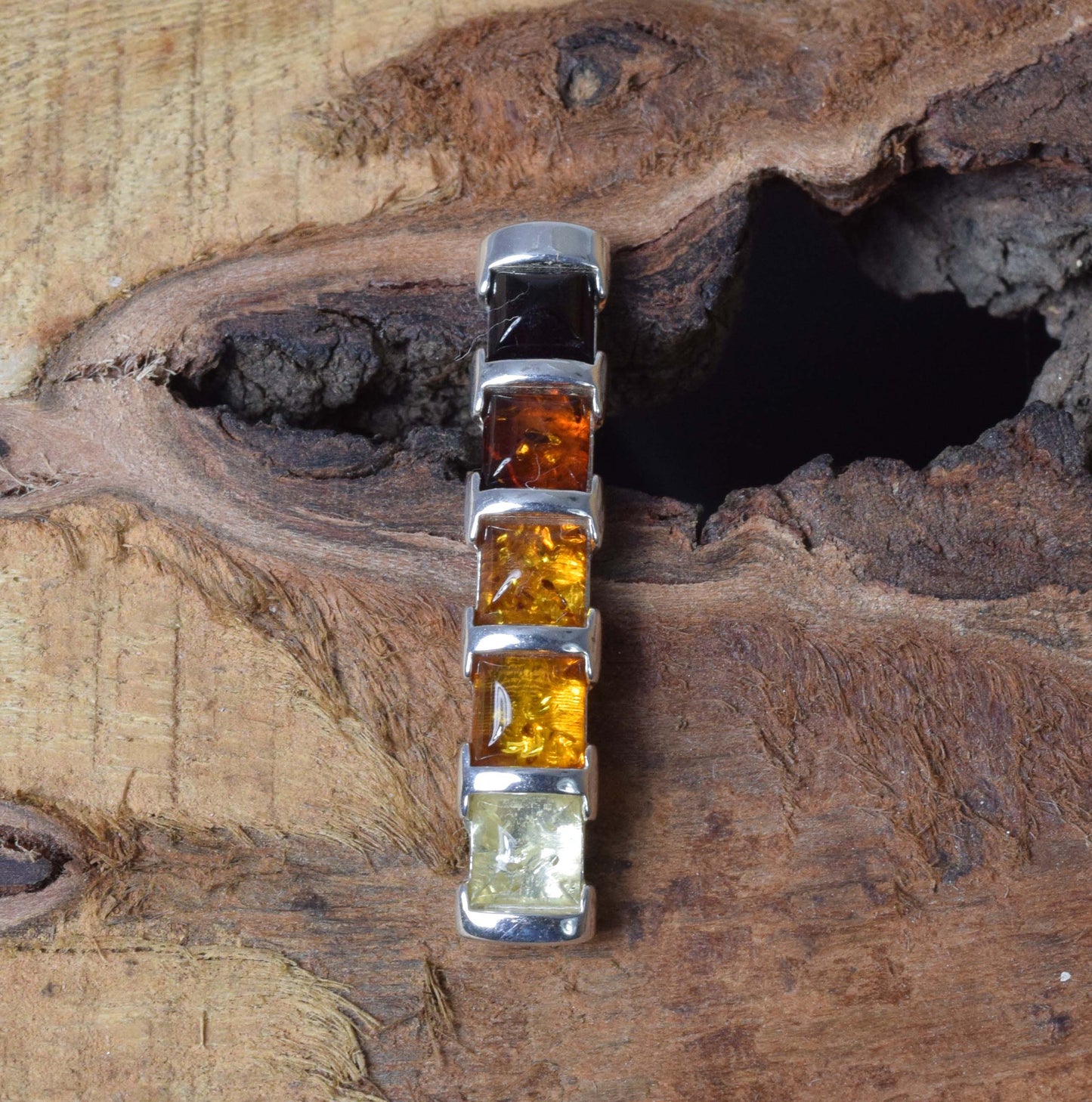 Multi Baltic Amber 925 Sterling Silver Pendant