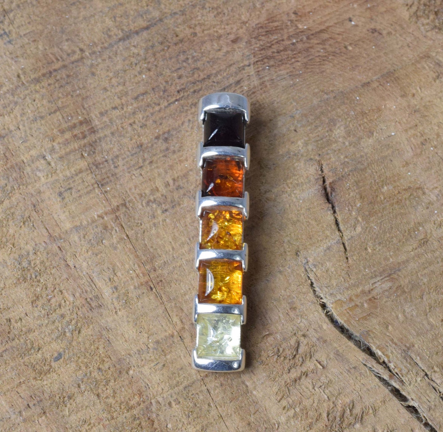 Multi Baltic Amber 925 Sterling Silver Pendant