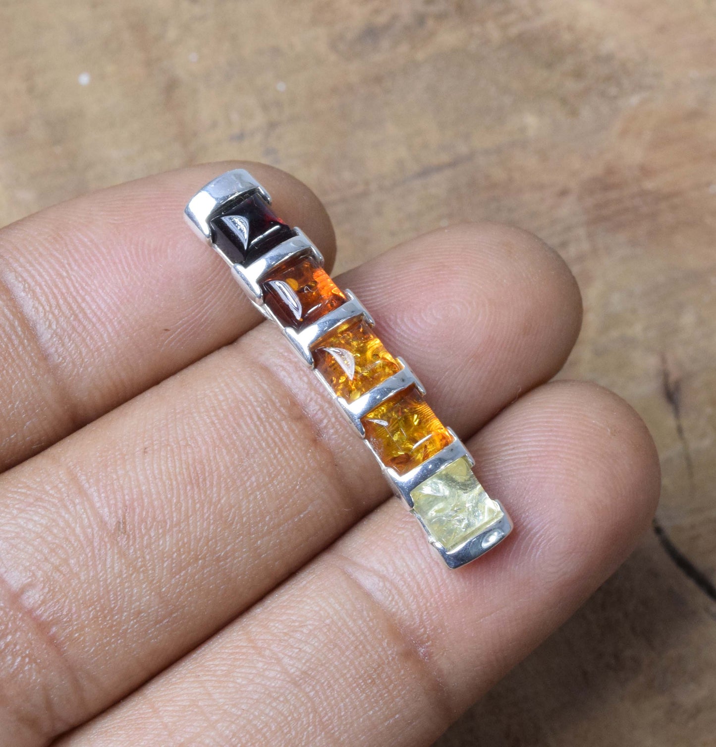 Multi Baltic Amber 925 Sterling Silver Pendant