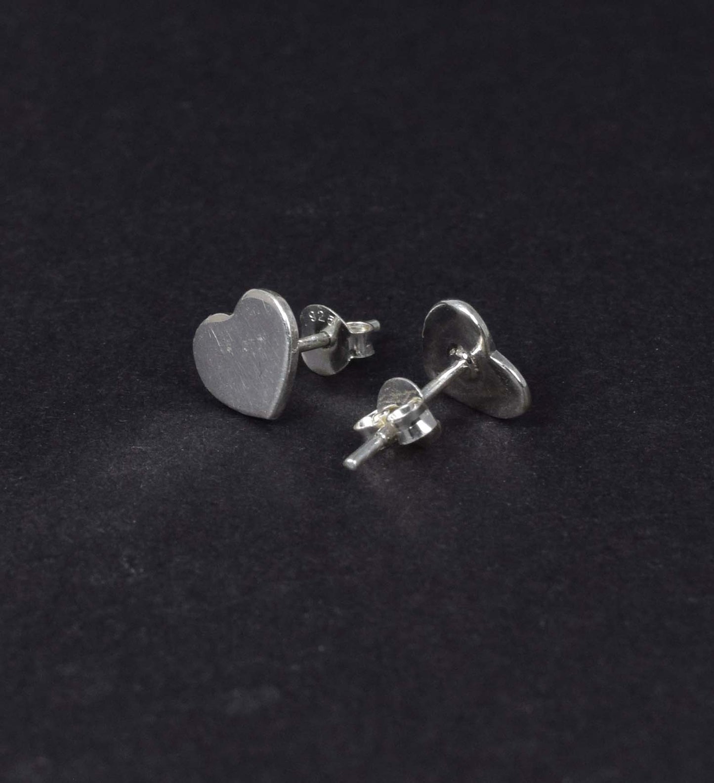 925 Sterling Silver Plain Heart Stud Earring