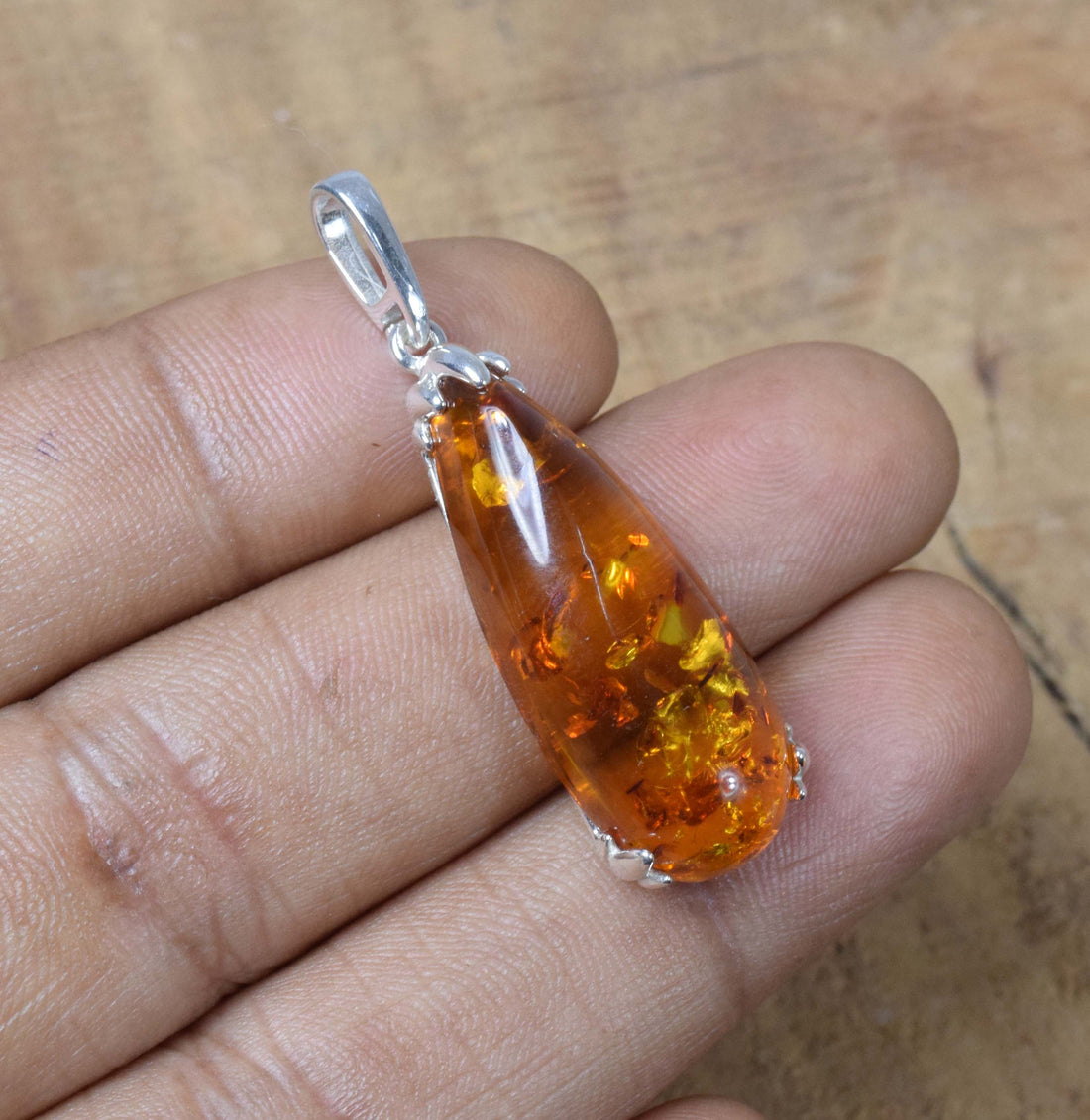 Baltic Amber 925 Sterling Silver Natural Gemstone Pendant