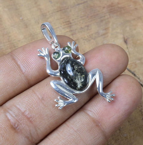 Green Baltic Amber 925 Sterling Silver Natural Gemstone Pendant