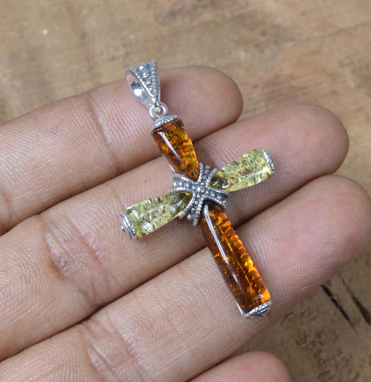 Multi Baltic Amber 925 Sterling Silver Pendant