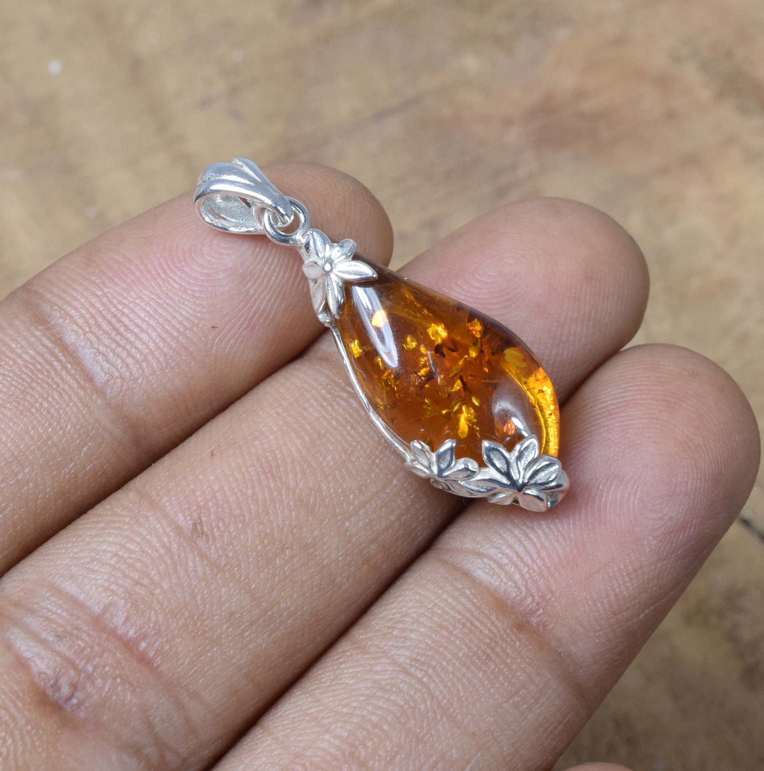 Baltic Amber 925 Sterling Silver Natural Gemstone Pendant