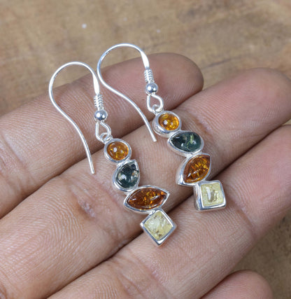 Baltic Amber Hook 925 Sterling Silver Earring