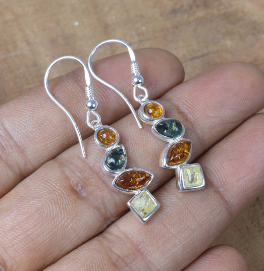 Baltic Amber Hook 925 Sterling Silver Earring