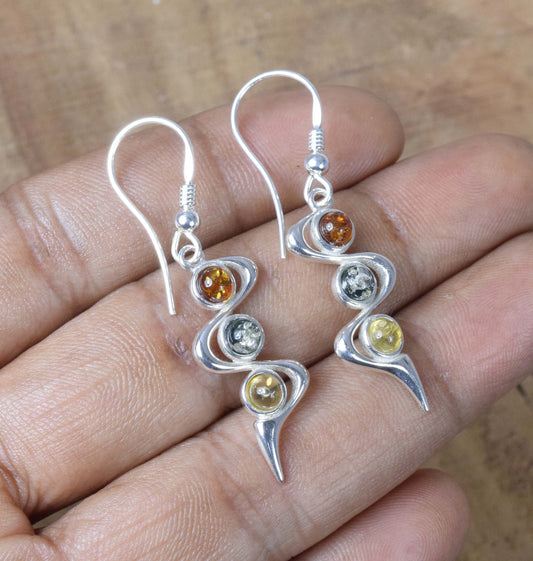 Baltic Amber Hook 925 Sterling Silver Earring