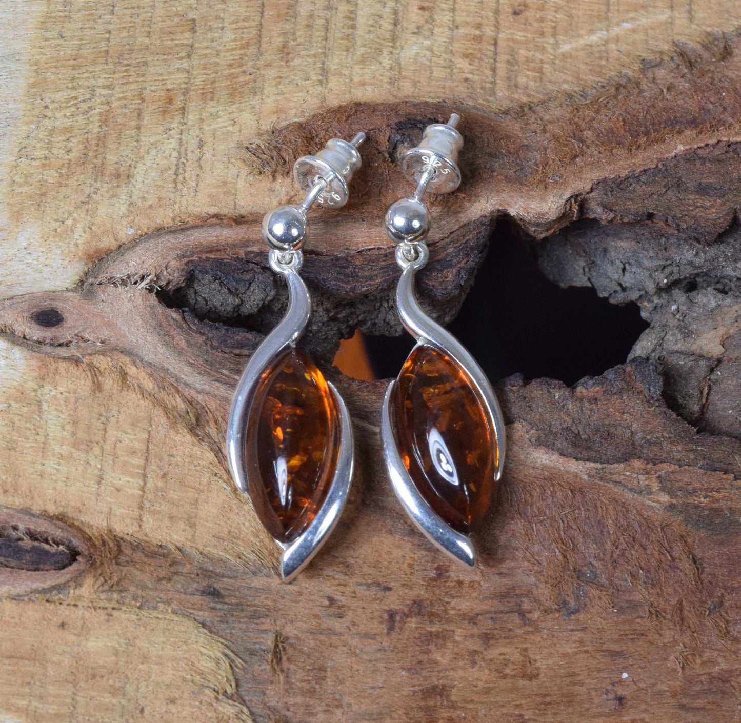 Baltic Amber Hook 925 Sterling Silver Earring