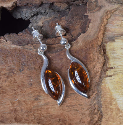 Baltic Amber Hook 925 Sterling Silver Earring