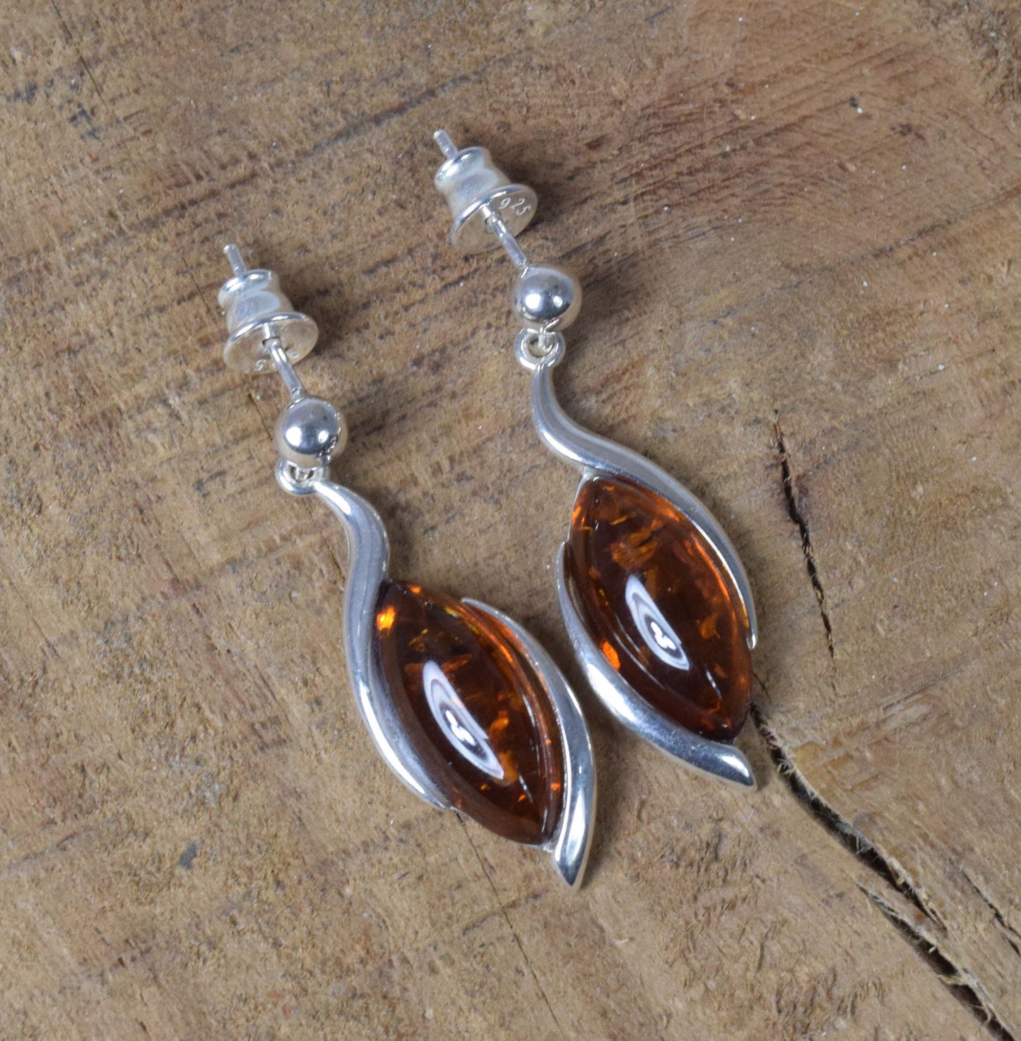 Baltic Amber Hook 925 Sterling Silver Earring