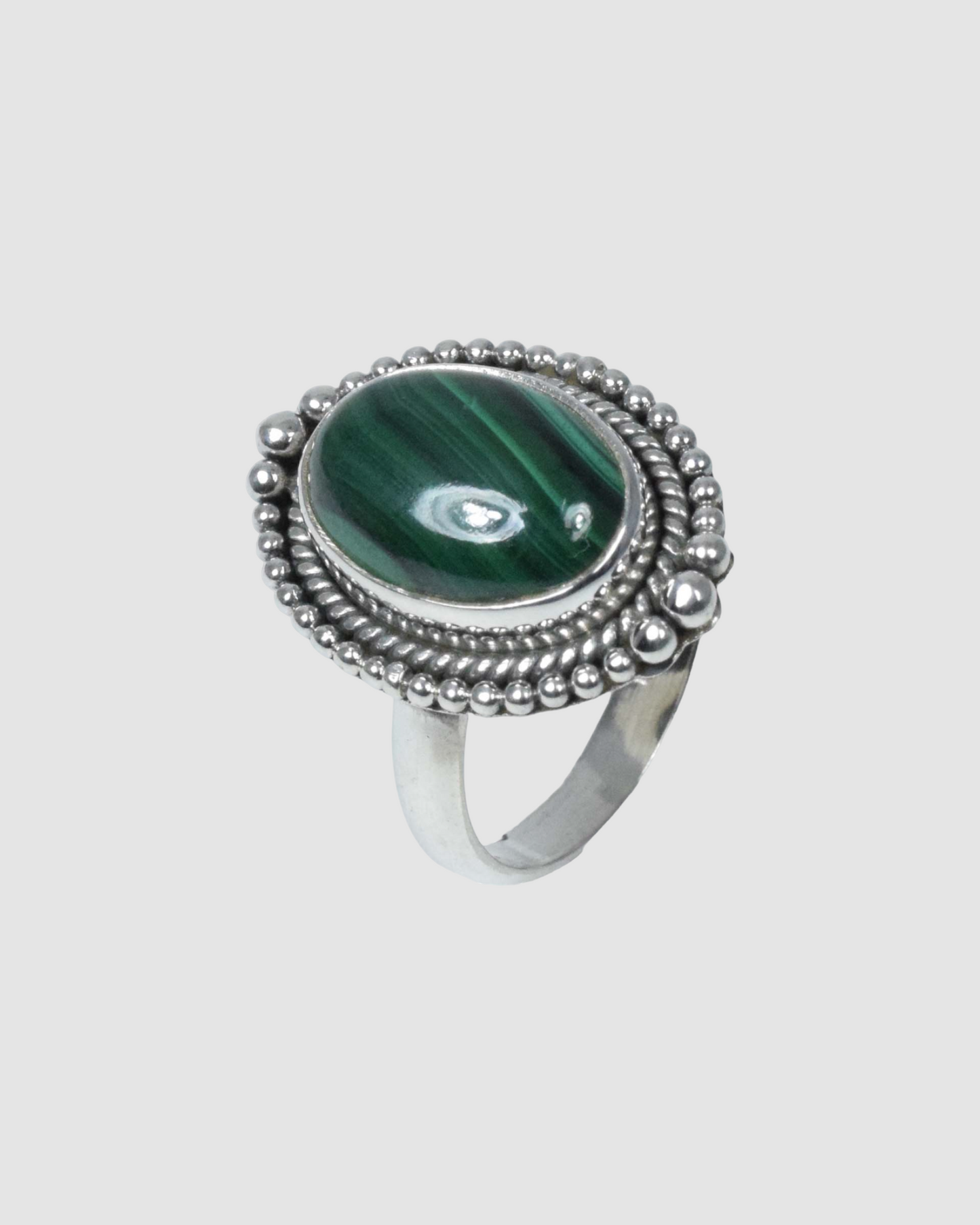 Green Malachite 925 Sterling Silver Gemstone Ring