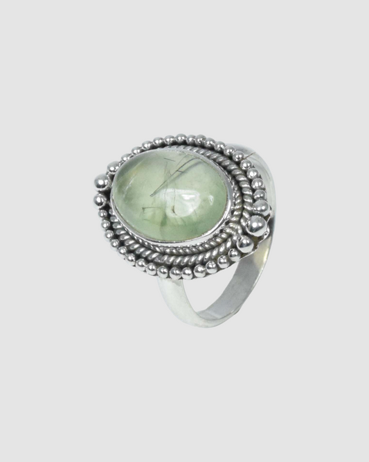 Green Prehnite 925 Sterling Silver Gemstone Ring