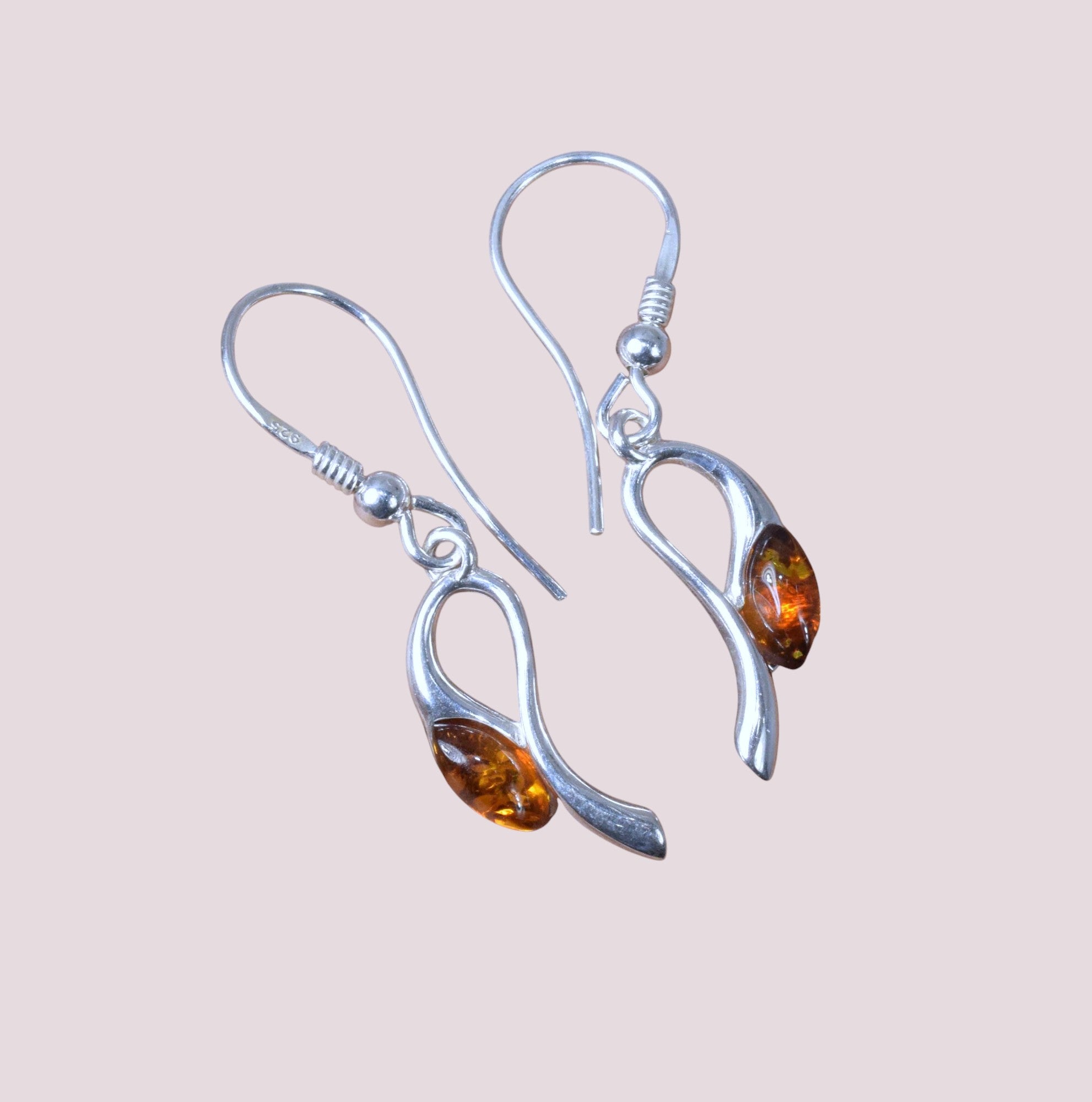 Baltic Amber Hook 925 Sterling Silver Earring