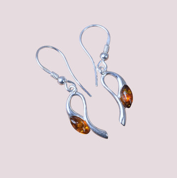 Baltic Amber Hook 925 Sterling Silver Earring