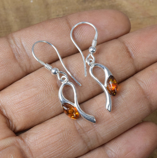 Baltic Amber Hook 925 Sterling Silver Earring