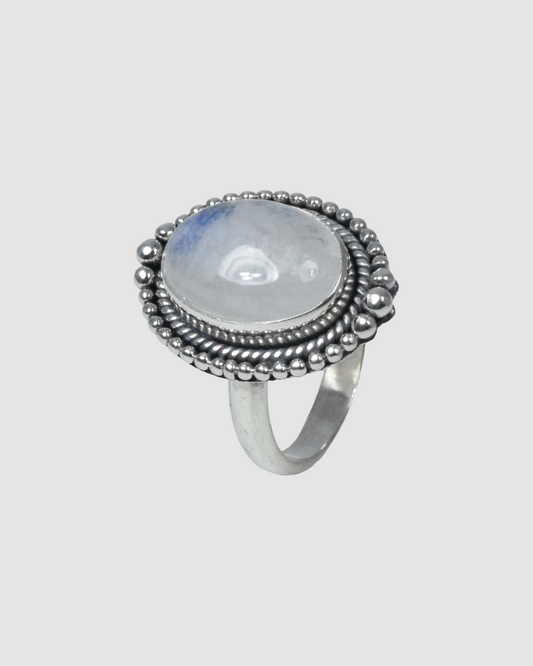 Rainbow Moonstone 925 Sterling Silver Gemstone Ring