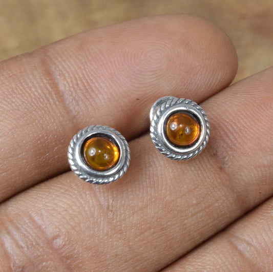 Baltic Amber Hook 925 Sterling Silver Stud