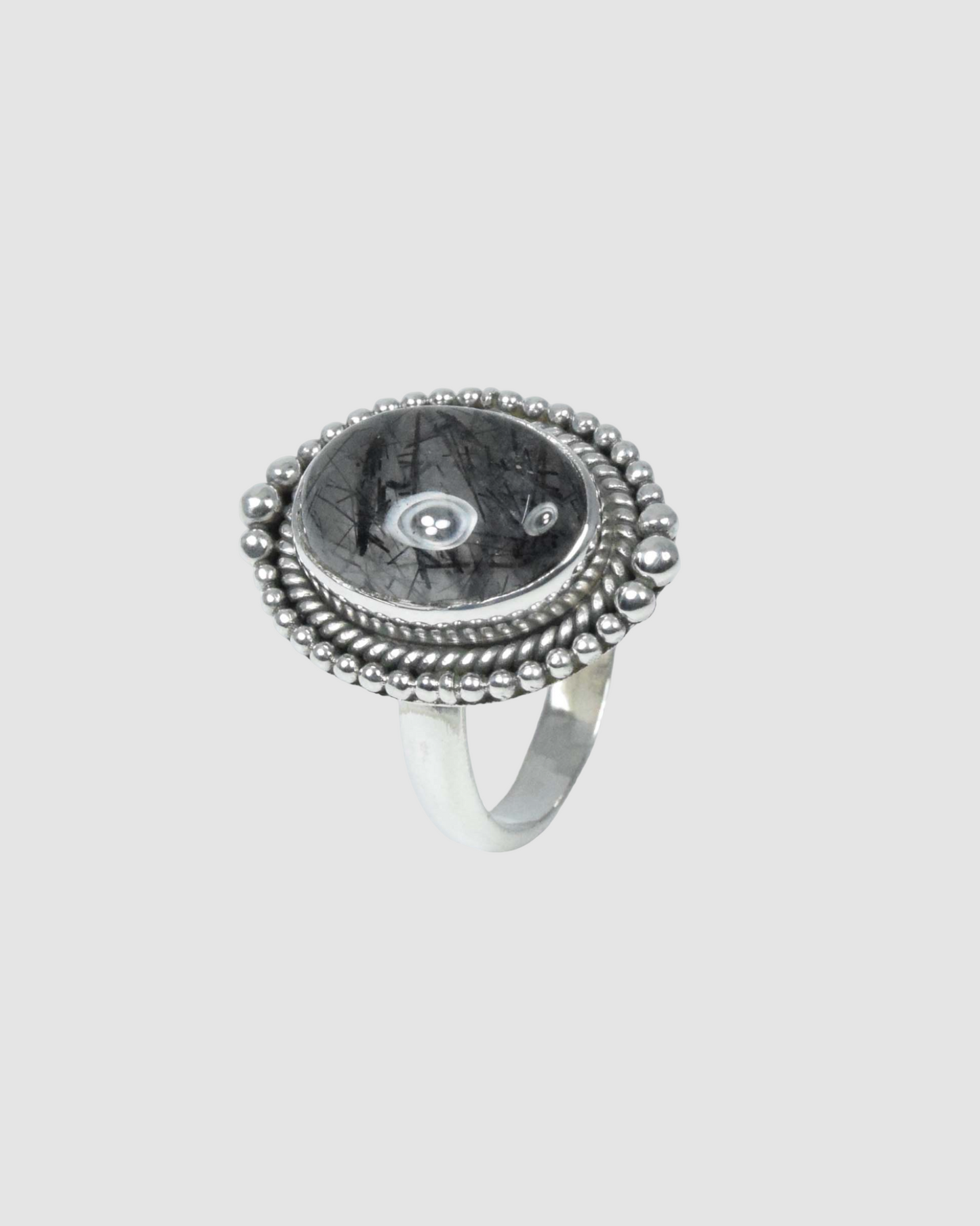 Black Rutile 925 Sterling Silver Gemstone Ring
