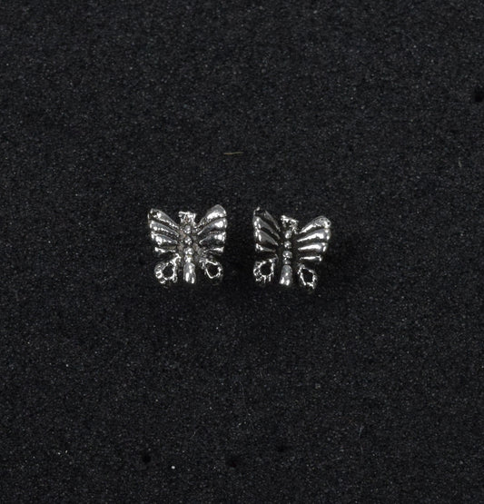 925 Sterling Silver Plain Butterfly Stud Earring