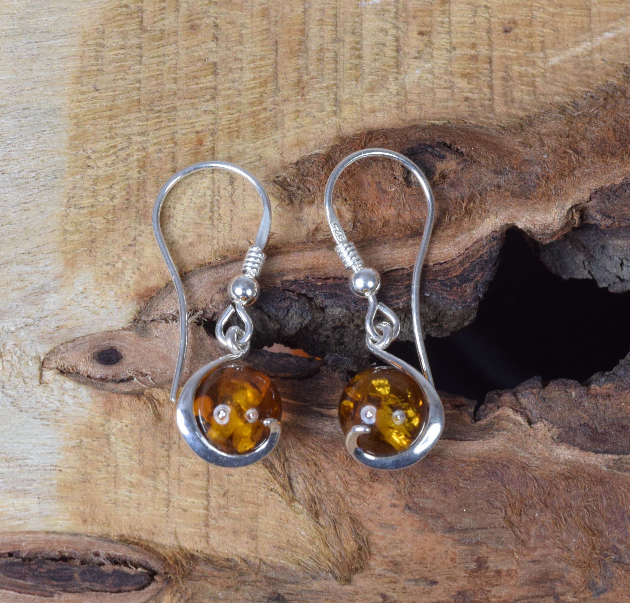 Baltic Amber Hook 925 Sterling Silver Earring