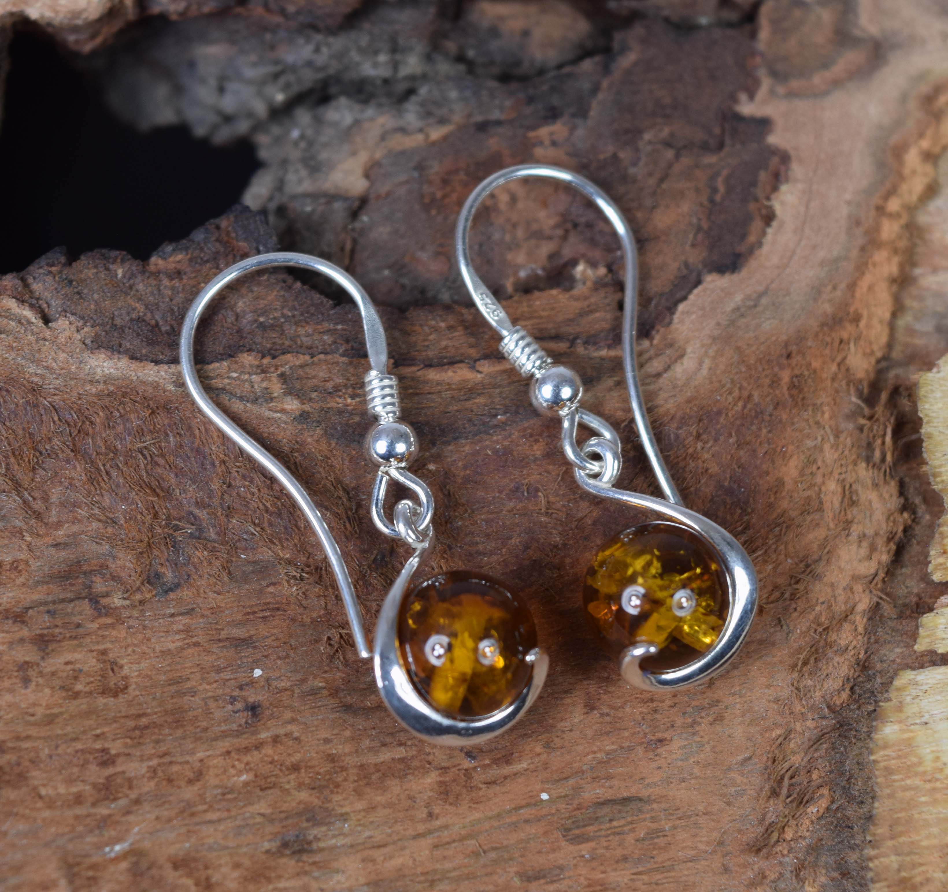 Baltic Amber Hook 925 Sterling Silver Earring