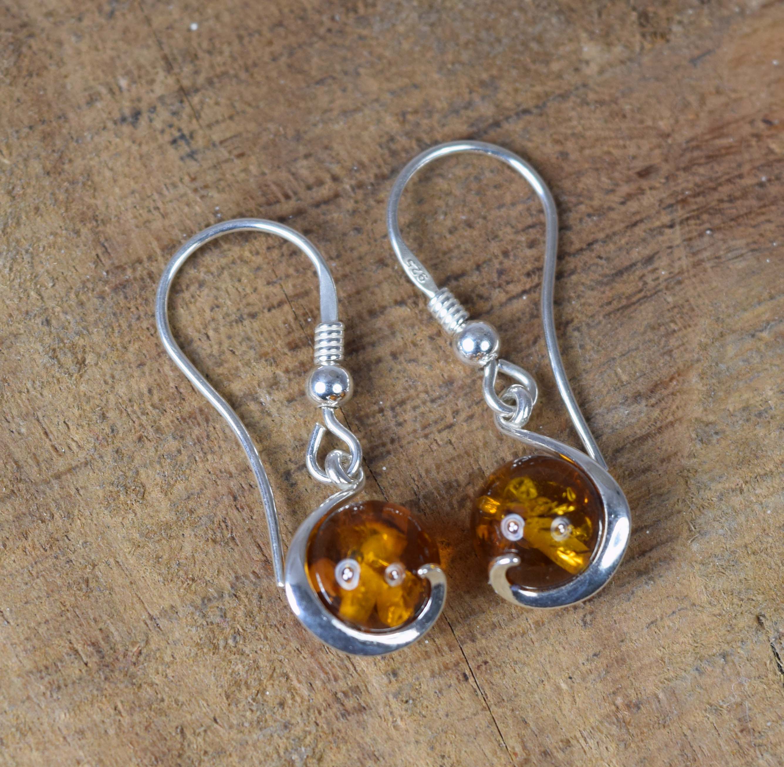 Baltic Amber Hook 925 Sterling Silver Earring